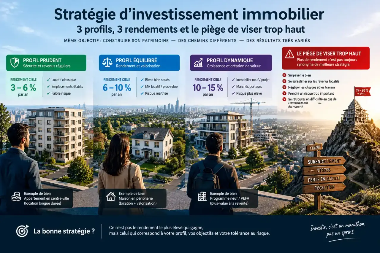 Stratégie d'investissement immobilier : 3 profils, 3 rendements et le piège de viser trop haut