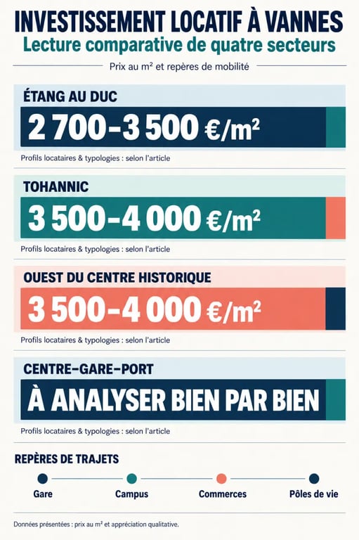 Infographie des quartiers pour un investissement locatif à Vannes