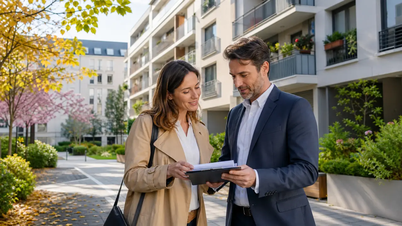 Complexe résidentiel moderne et lumineux avec végétation, illustrant une copropriété bien gérée