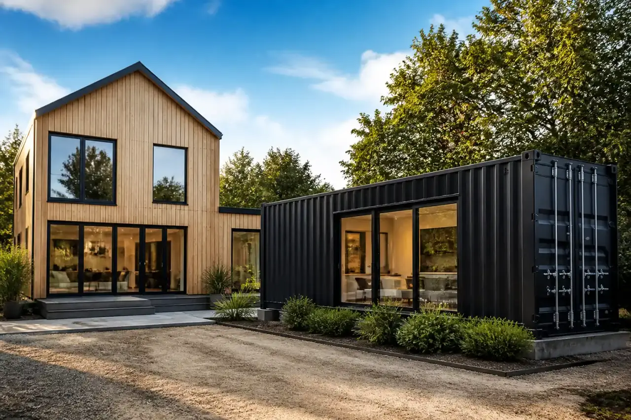 Comparatif entre une structure moderne en ossature bois et une maison container contemporaine